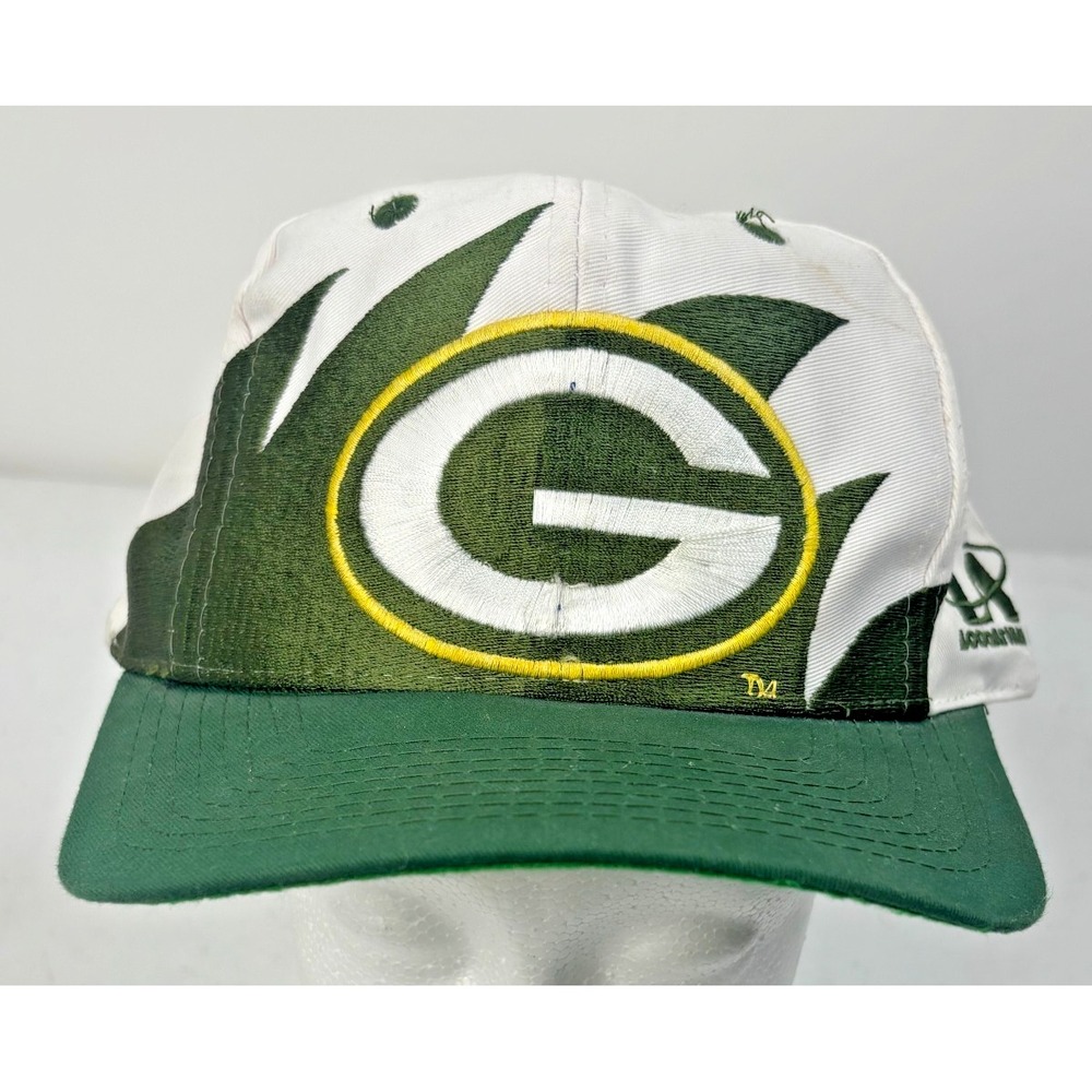 Vintage Logo Athletic Shark Tooth Green Bay Packers Snapback Hat Cap